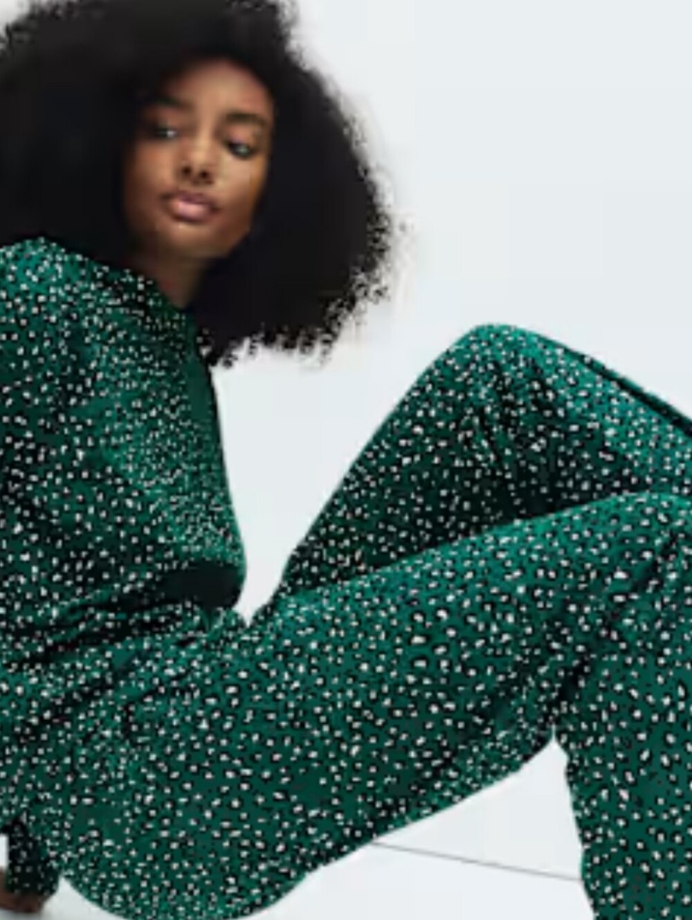 aerie Green Speckled Wide-Leg Trousers And Blouse Set